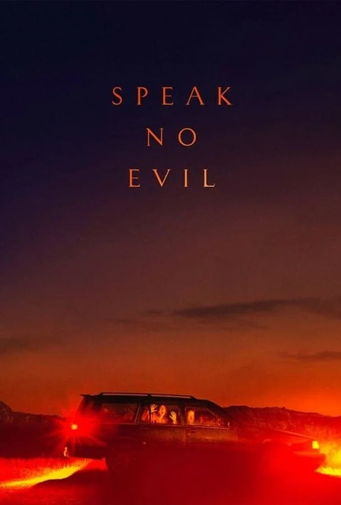 پوستر فیلم شتر دیدی، ندیدی (Speak No Evil) با فضای تاریک و دلهره‌آور