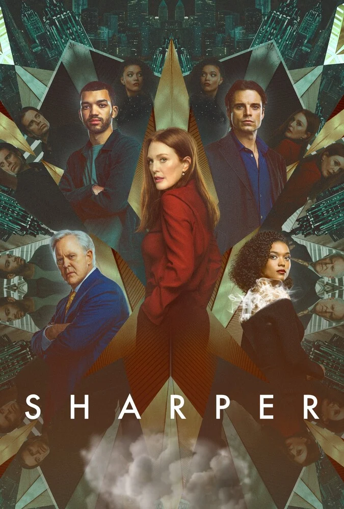 صحنه‌ای از فیلم زیرکتر (Sharper) با بازی جولیان مور و سباستین استن