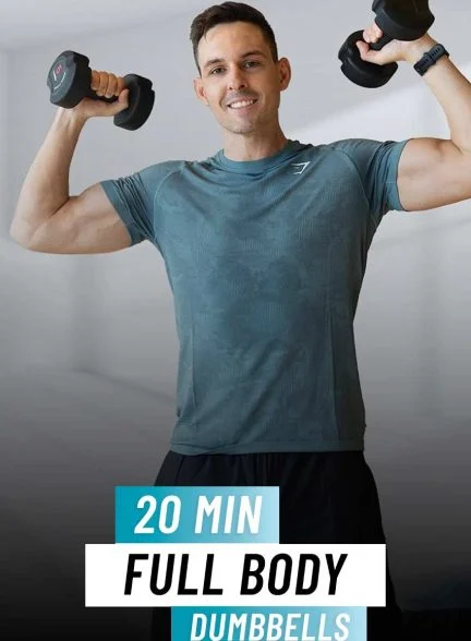 فیلم 20 دقیقه تمرین قدرتی با دمبل-20 min intense full body dumbbell workout strength training at home – no repeats